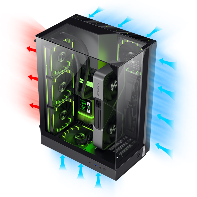 STACK EFFECT COOLNG WITH 90° ROTATED LAYOUT