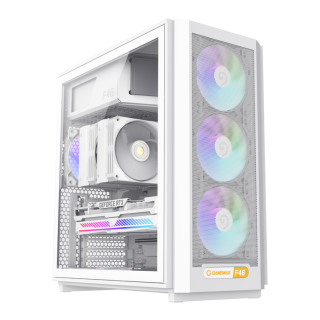 GameMax F46 White ATX Gaming PC Case，standard 3x 120mm ARGB Fans