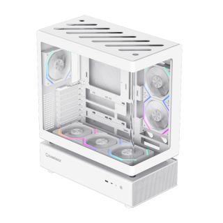 Gamemax N80 White Gaming PC Case-270° FULL VIEW TEMPERED GLASS DESIGN ...