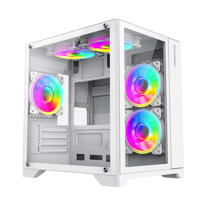 GameMax Infinity mini PC Case with ARGB Fans-White PC Case