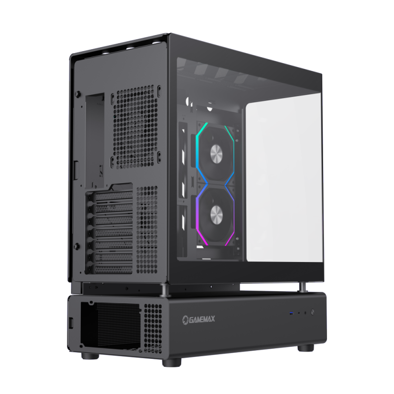 Gamemax N80 BK Gaming PC Case-270° FULL VIEW TEMPERED GLASS DESIGN