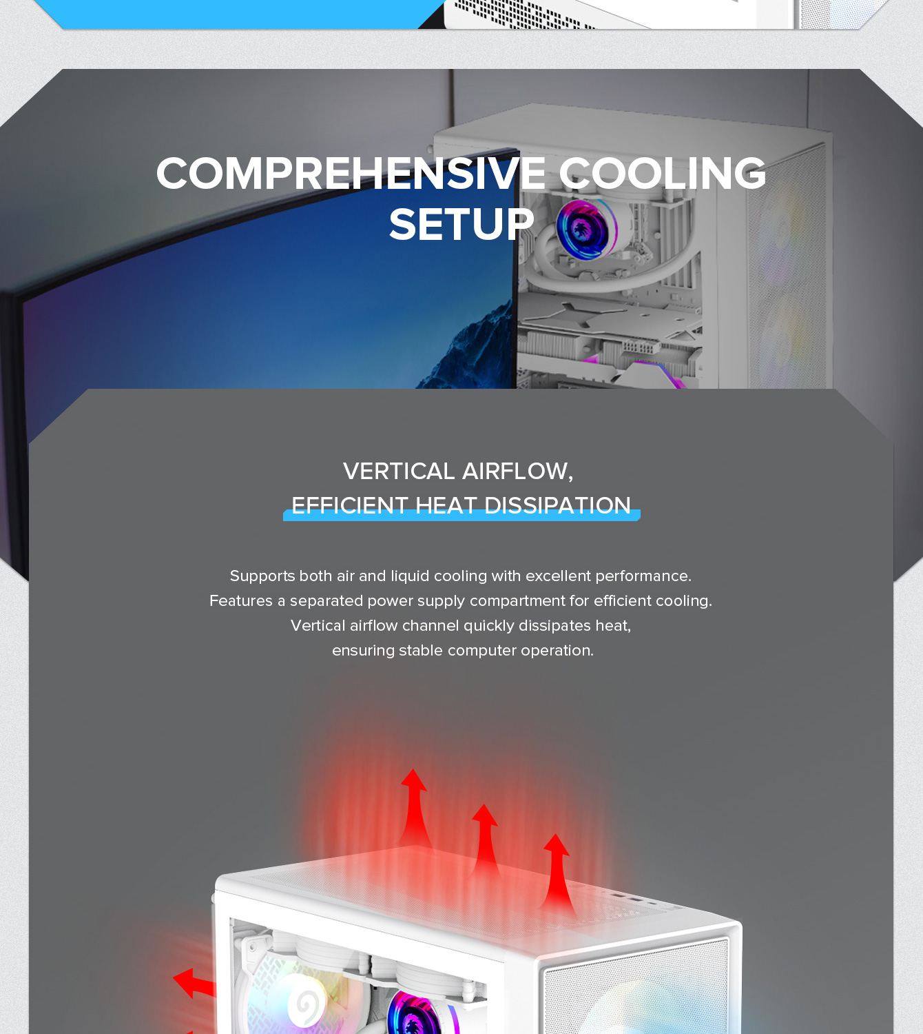 Gamemax ATX Computer case, 6x ARGB fan wh