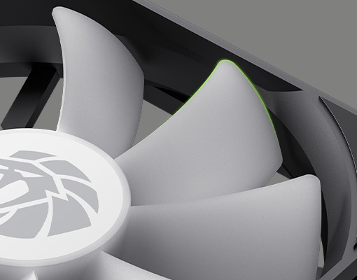 Sickle shaped fan blade design